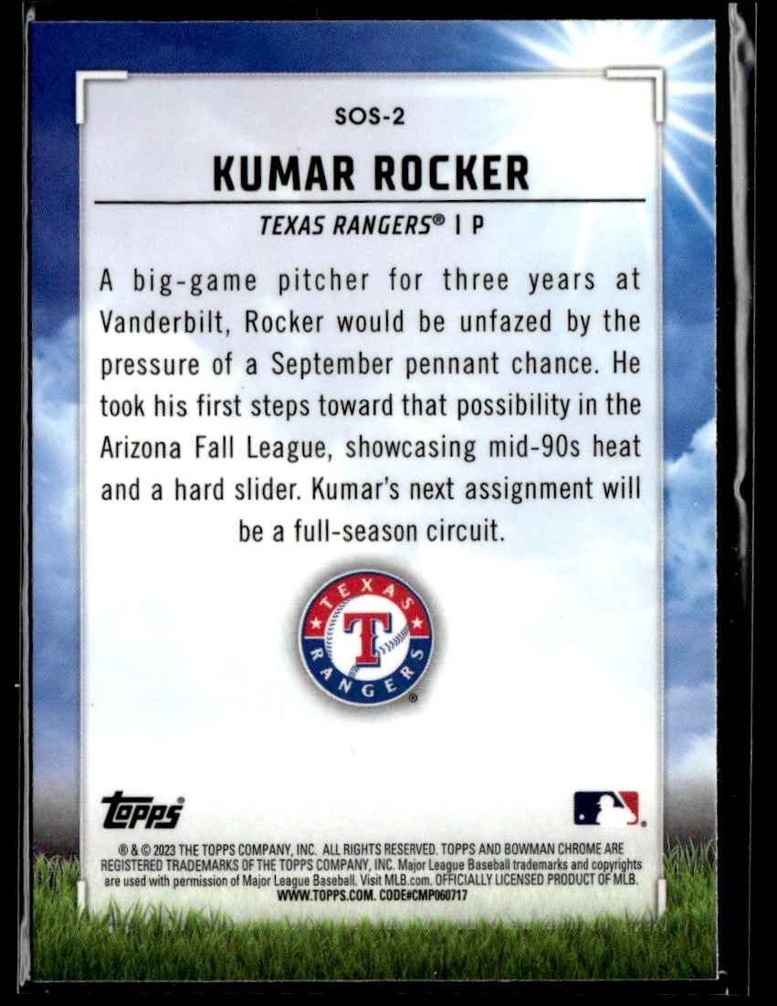 2023 Bowman Sights on September Kumar Rocker #SOS-2 card back image