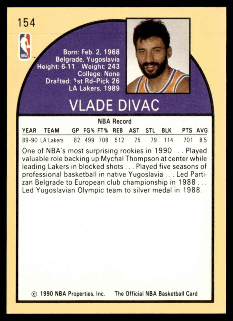 1990-91 Hoops Vlade Divac #154 card back image