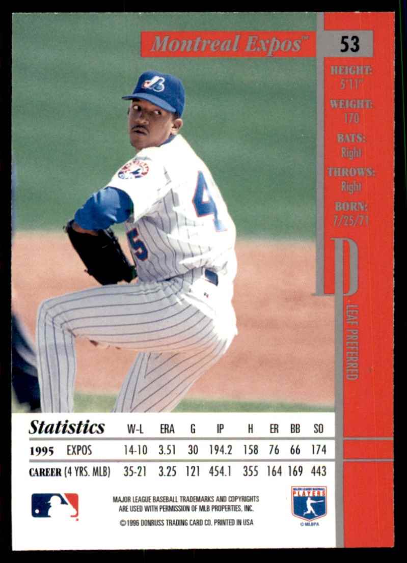 1996 Leaf Preferred Pedro Martinez #53 card back image