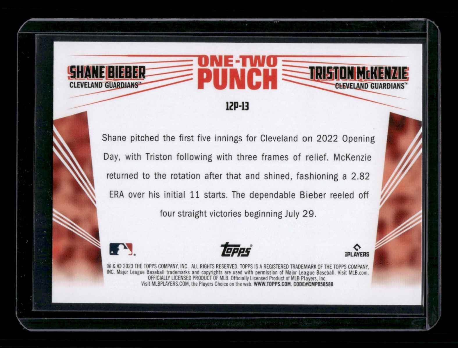 2023 Topps Shane Bieber / Triston McKenzie #12P-13 card back image
