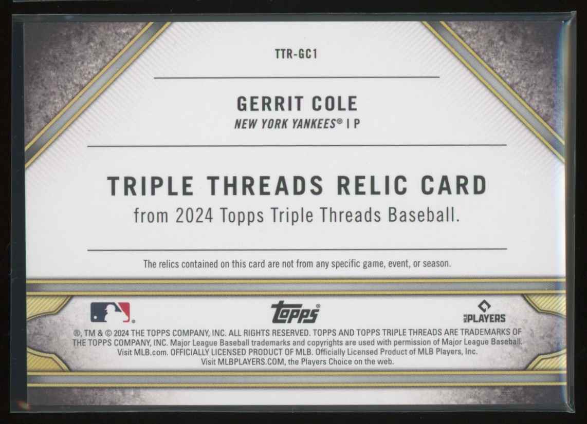 2024 Topps Triple Threads Gerrit Cole card back image