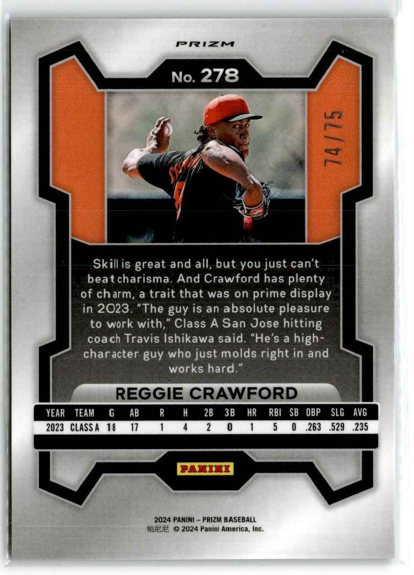 2024 Panini Prizm Green Scope Reggie Crawford #278 card back image