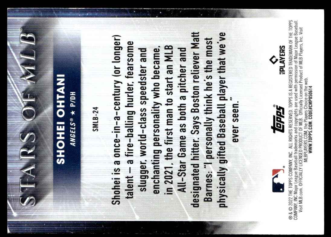 2022 Topps Stars of MLB Shohei Ohtani #SMLB-24 card back image