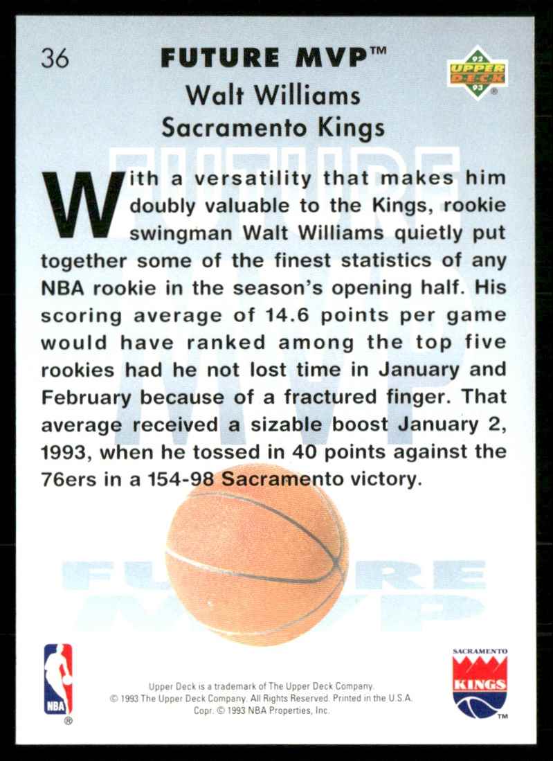 1992-93 Upper Deck MVP Holograms Walt Williams #36 card back image