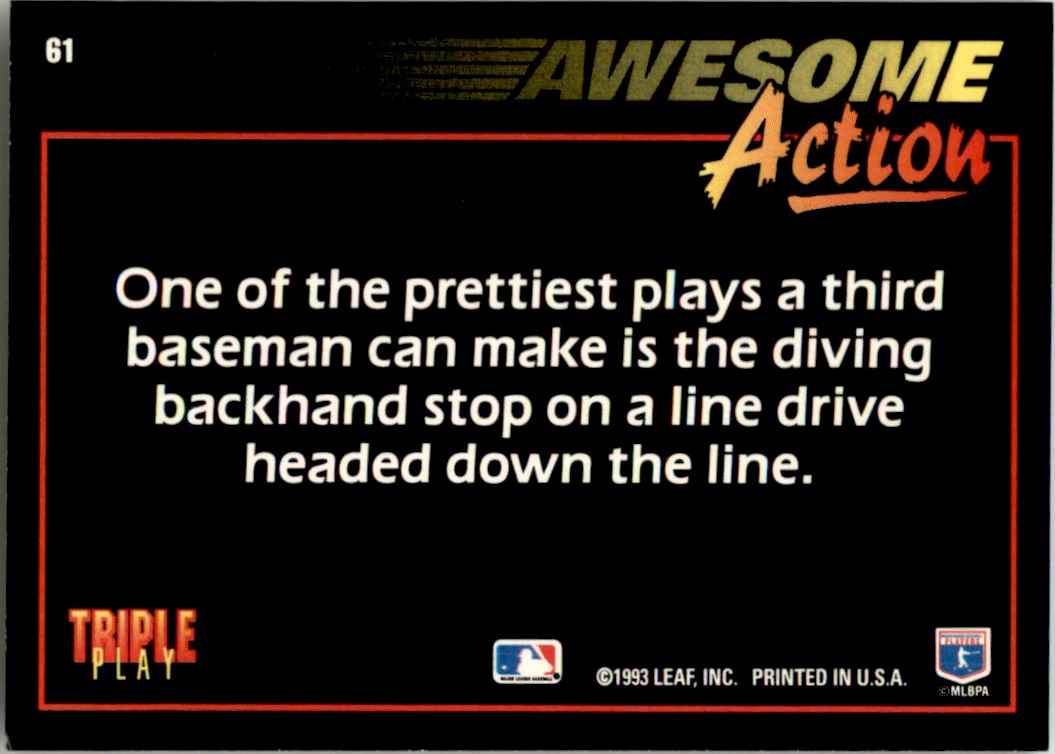 1993 Baseball Leaf Triple Play Ken Caminiti #61 card back image