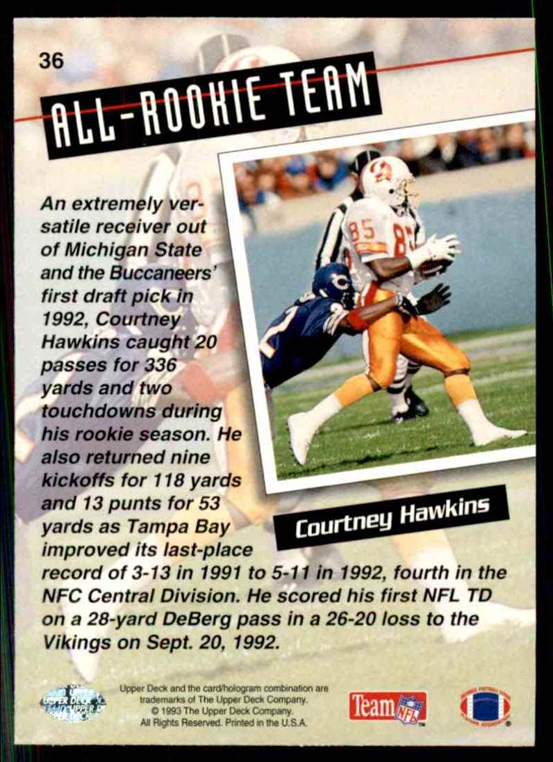1993 Upper Deck Courtney Hawkins Art #36 card back image
