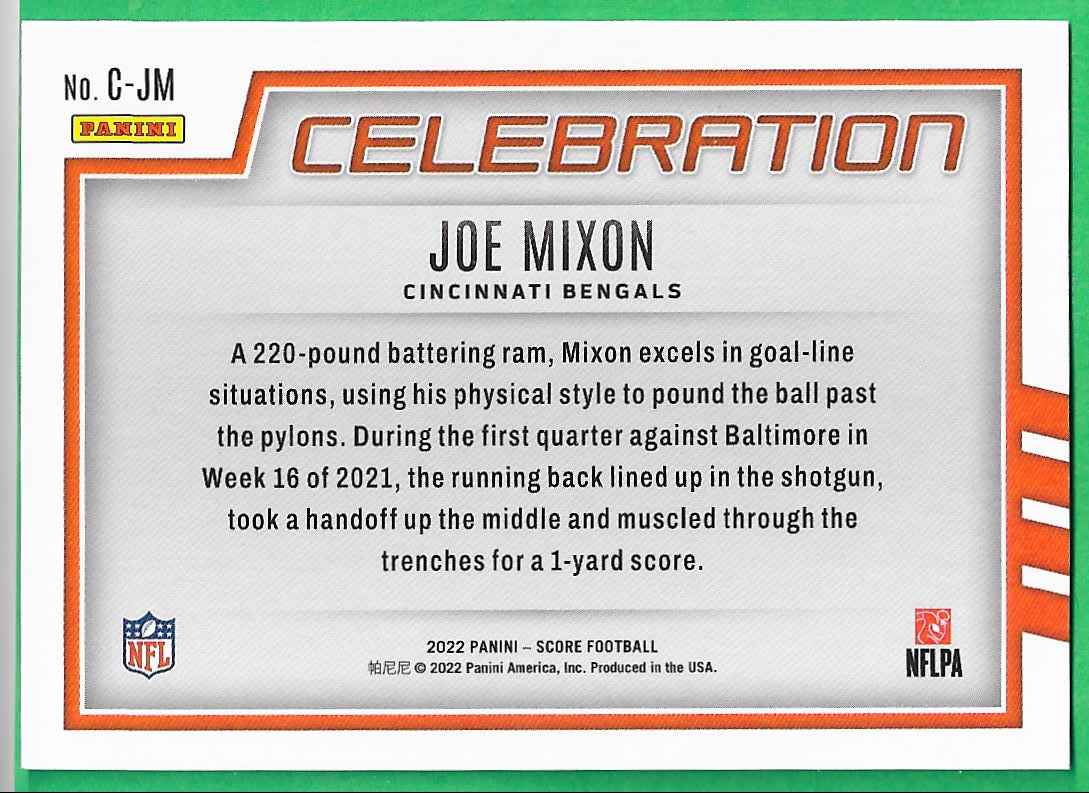 2022 Panini celebration Joe MIxon #C-JM card back image