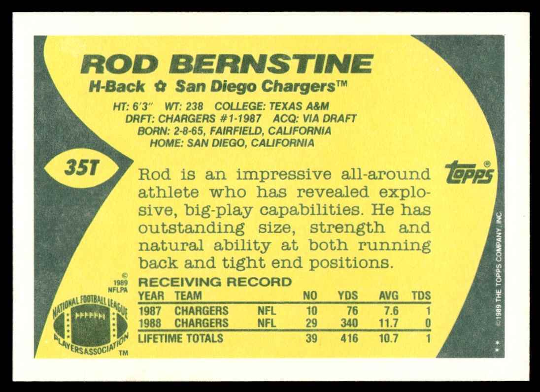 1989 Topps Traded Rod Bernstine #35T card back image