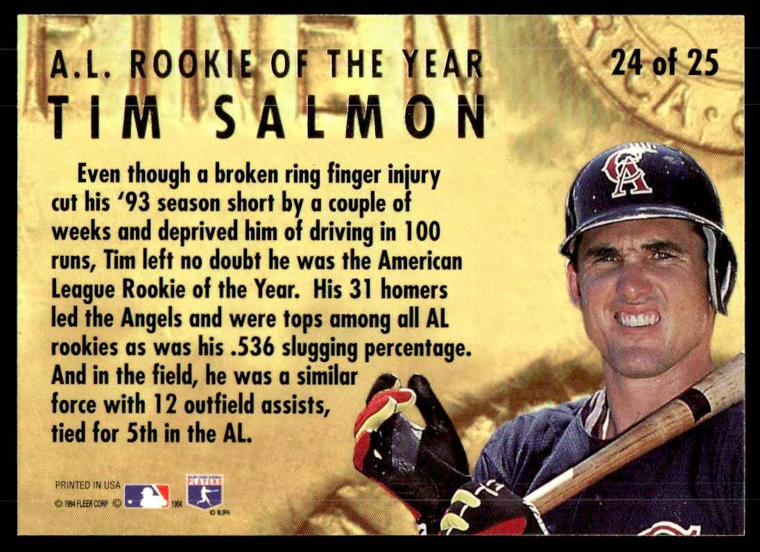 1994 Fleer Ultra Award Winners Tim Salmon #24 OF 25 card back image