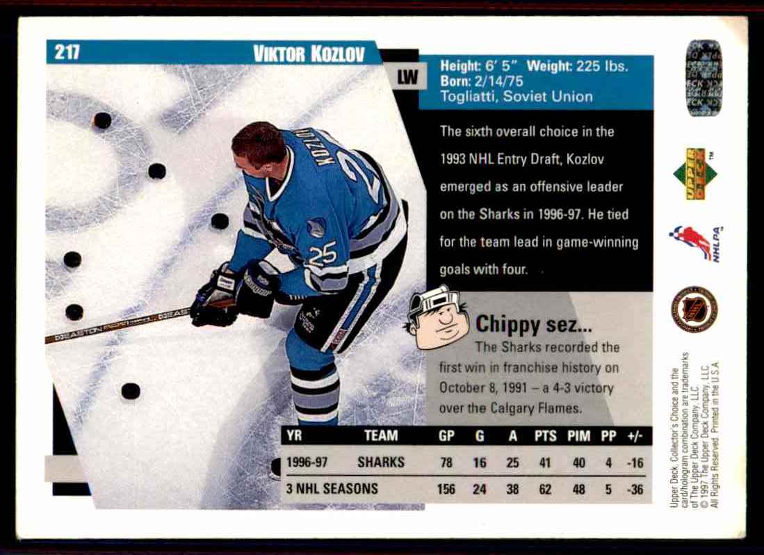 1997-98 Collector's Choice Viktor Kozlov #217 card back image