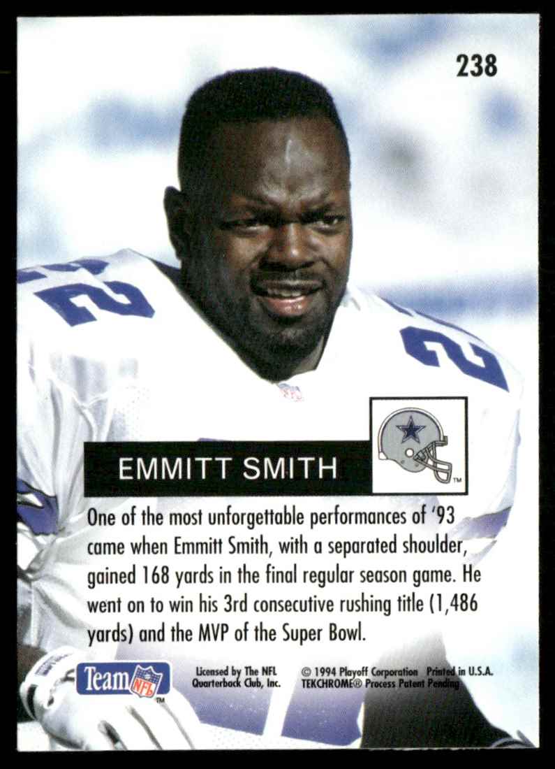 1994 Playoff Ground Attack Emmitt Smith #238 card back image