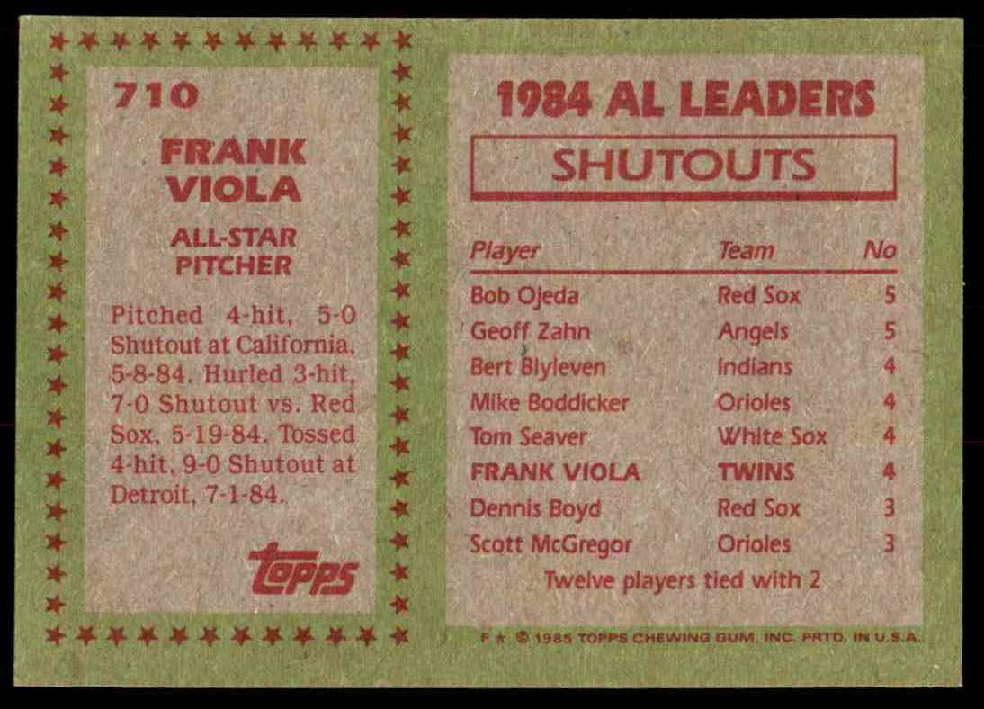1985 Topps Frank Viola #710 card back image