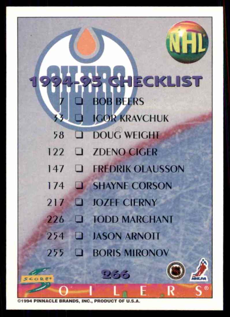 1994-95 Score Detroit Red Wings/Edmonton Oilers CL #266 card back image