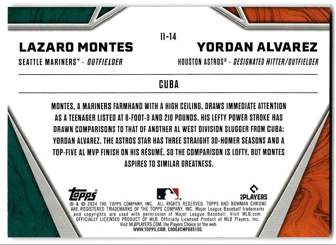 2024 Bowman Chrome International Impact Yordan Alvarez #II14 card back image