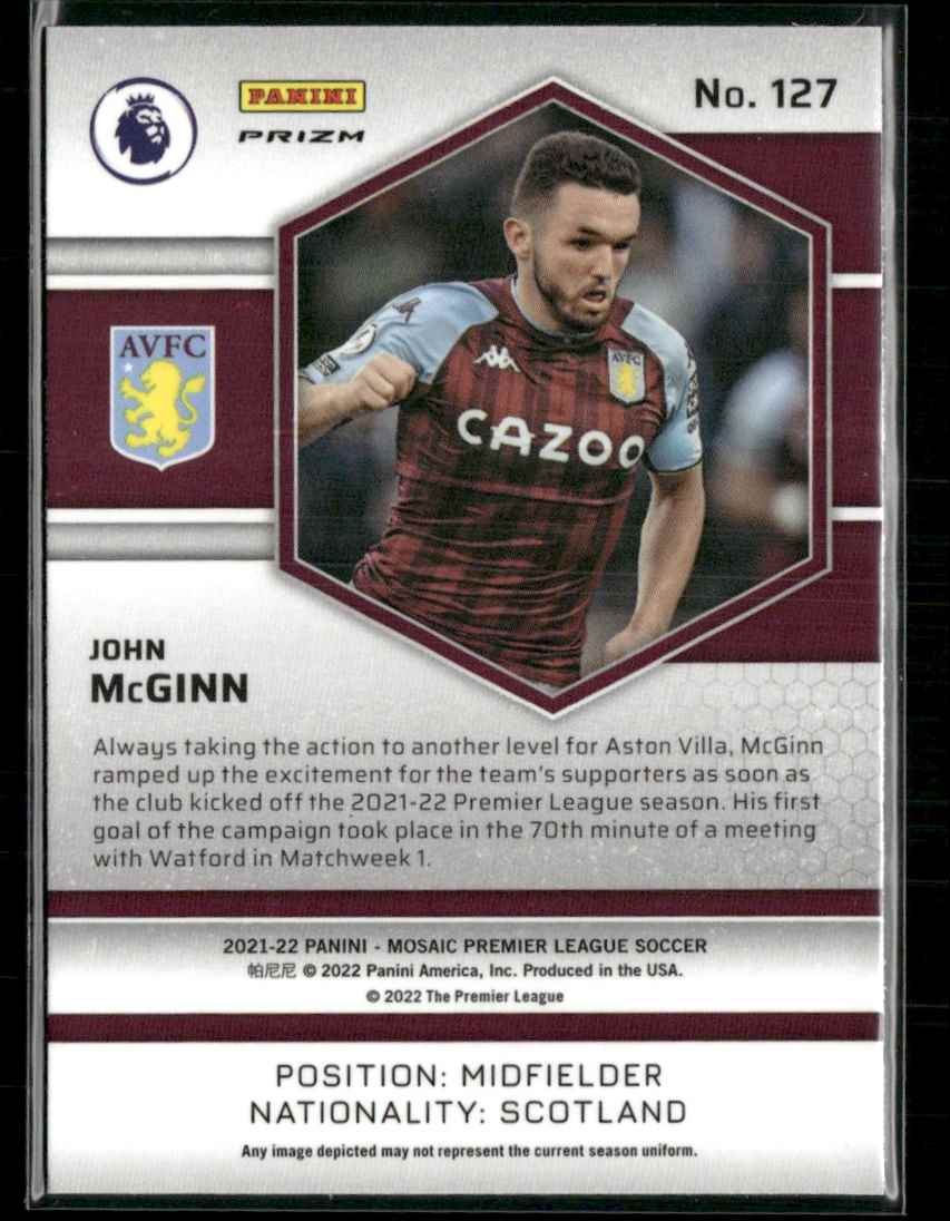 2021 Mosaic Premier League Red John McGinn #127 card back image