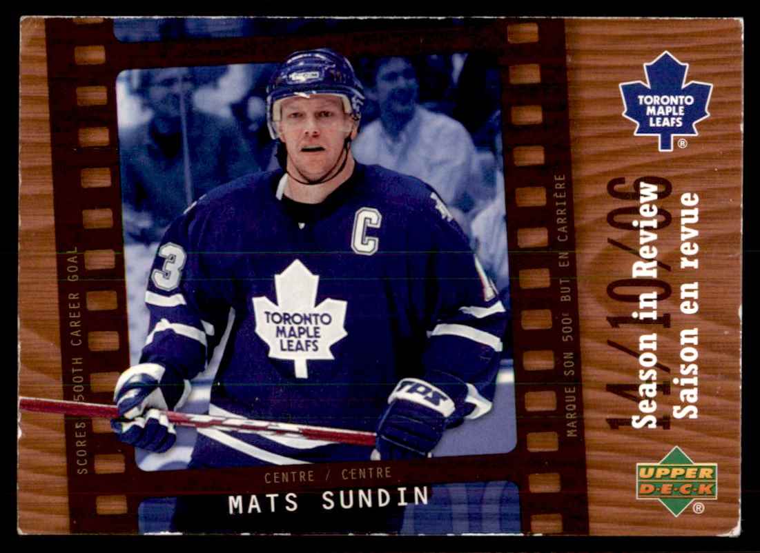 2007-08 McDonald's Upper Deck Season in Review Mats Sundin #SR2 card back image
