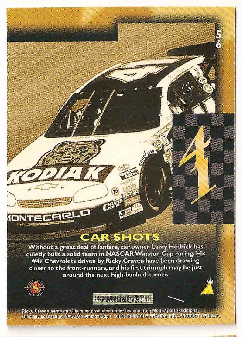 1996 Pinnacle Ricky Craven #56 card back image