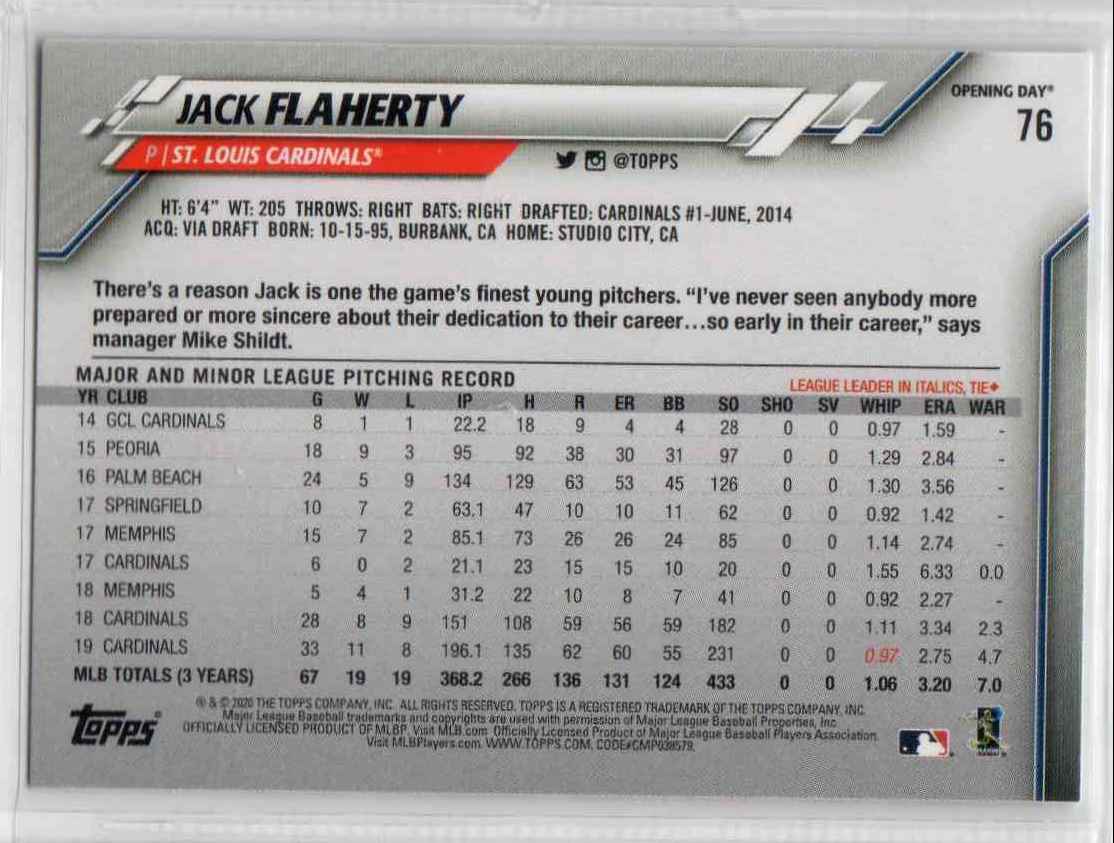 2020 Topps Opening Day Jack Flaherty #76 St. Louis Cardinals | eBay