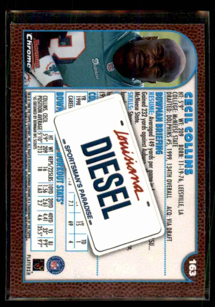 1999 Bowman Chrome Interstate Cecil Collins #163 card back image