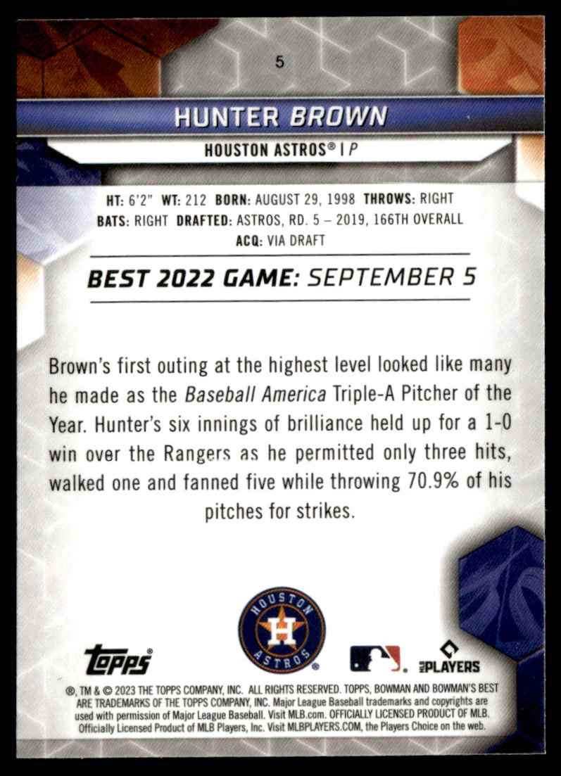 2023 Bowman's Best Hunter Brown #5 card back image