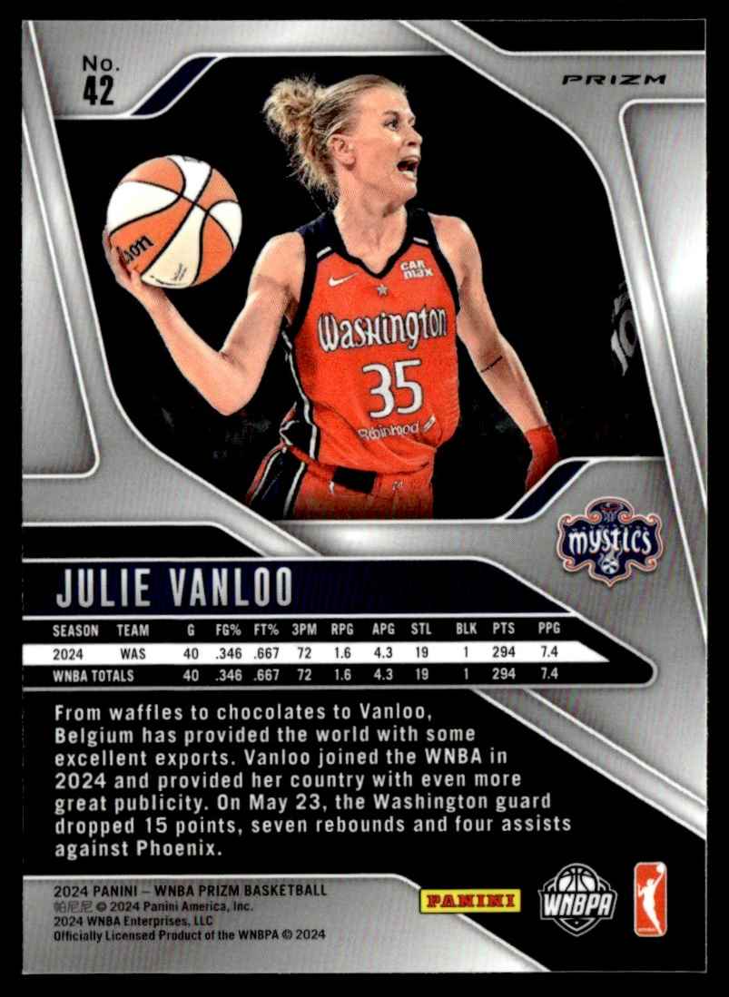 2024-25 Prizm Cracked Ice Prizms WNBA Julie Vanloo #42 card back image