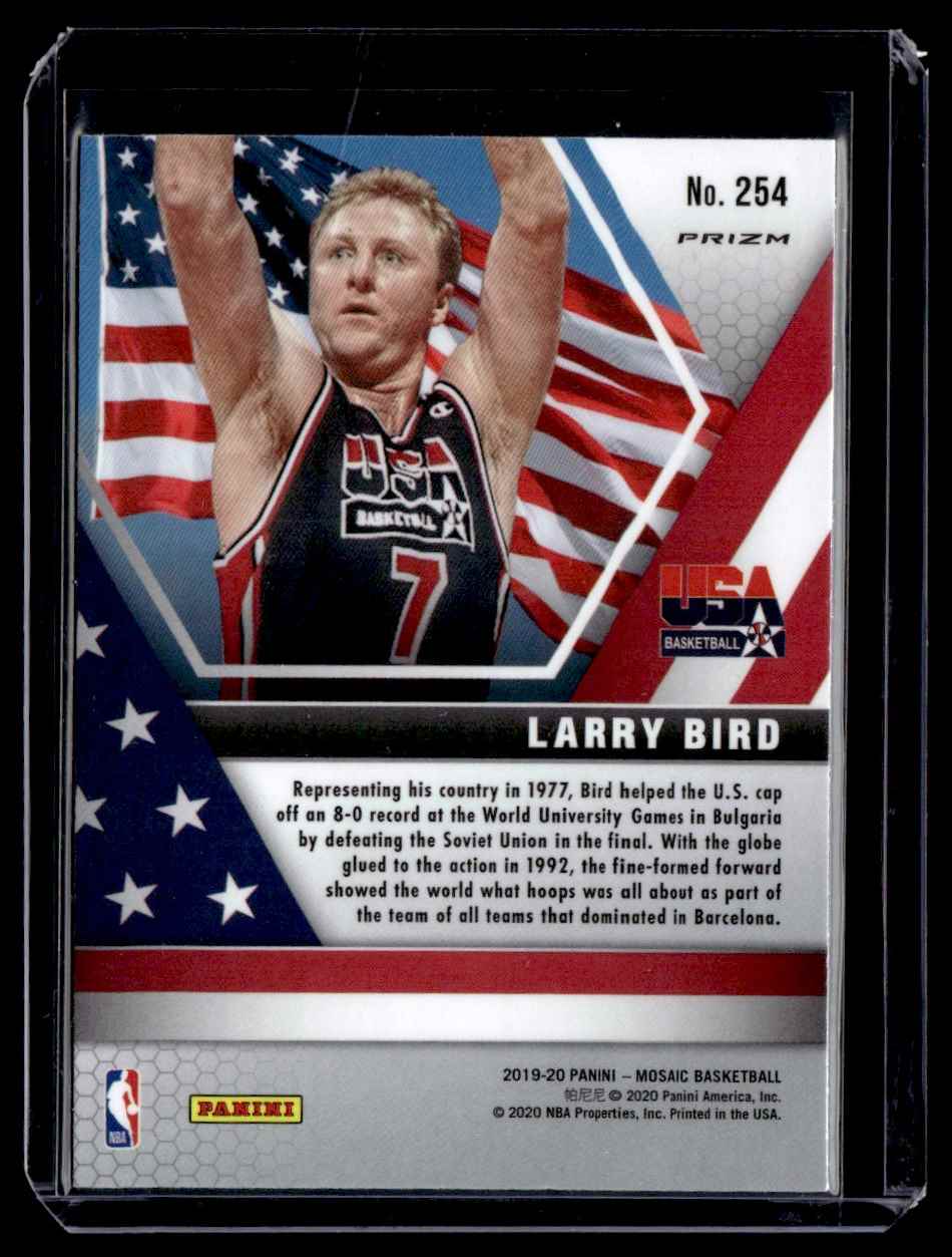 2019-20 Panini Mosaic Red Wave Prizm Larry Bird #254 card back image