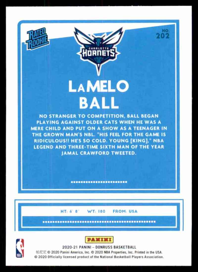 2020-21 Donruss LaMelo Ball Rr RC #202 card back image