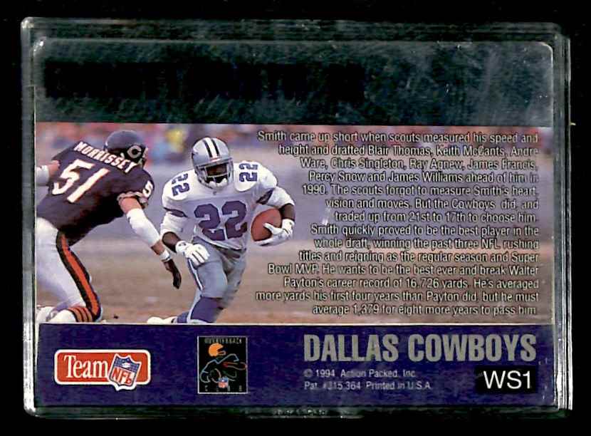 1994 Action Packed Warp Speed Emmitt Smith #WS1 card back image