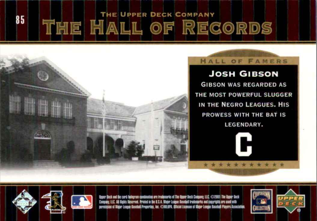 2001 Upper Deck Hall of Famers Josh Gibson #85 card back image