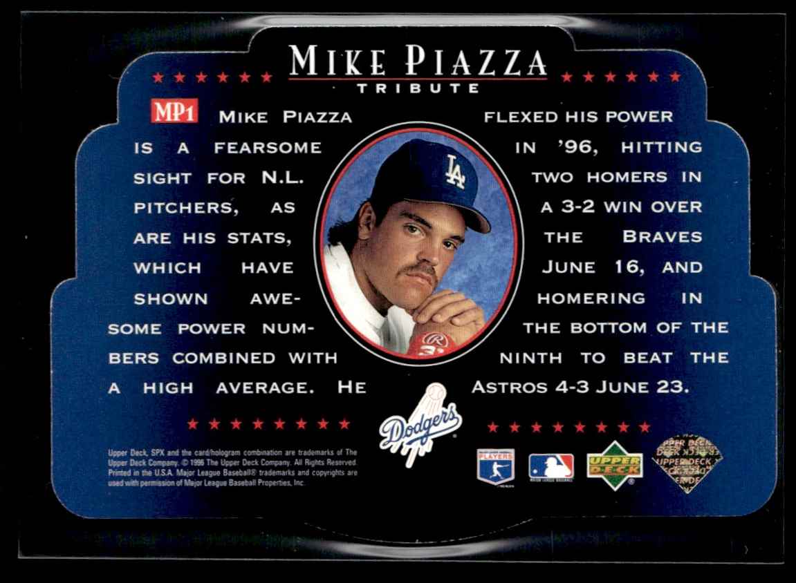 1996 Upper Deck SPx Tribute Mike Piazza #MP1 card back image