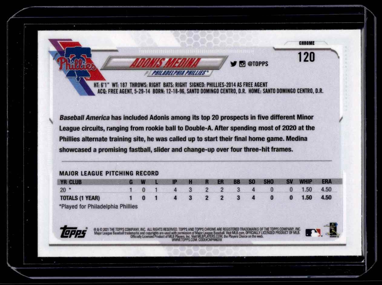 2021 Topps Chrome Adonis Medina #120 card back image