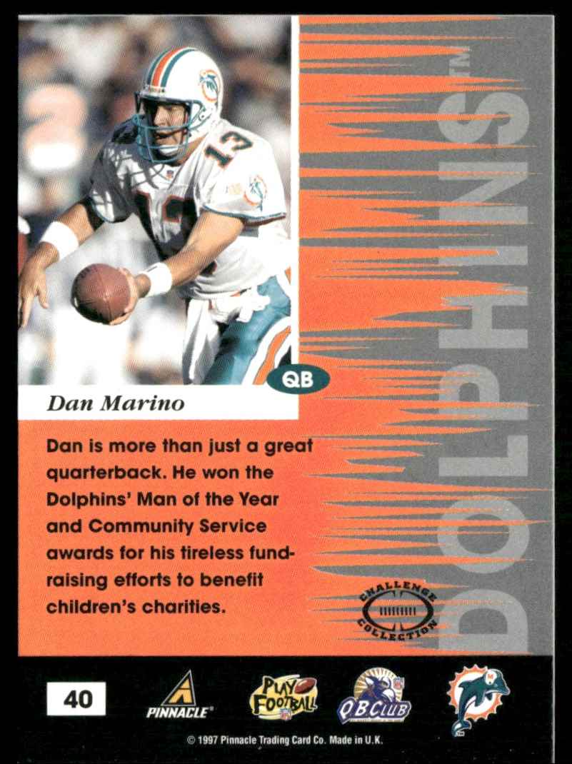 1997 Pinnacle Inscription Next Level Dan Marino #40 card back image
