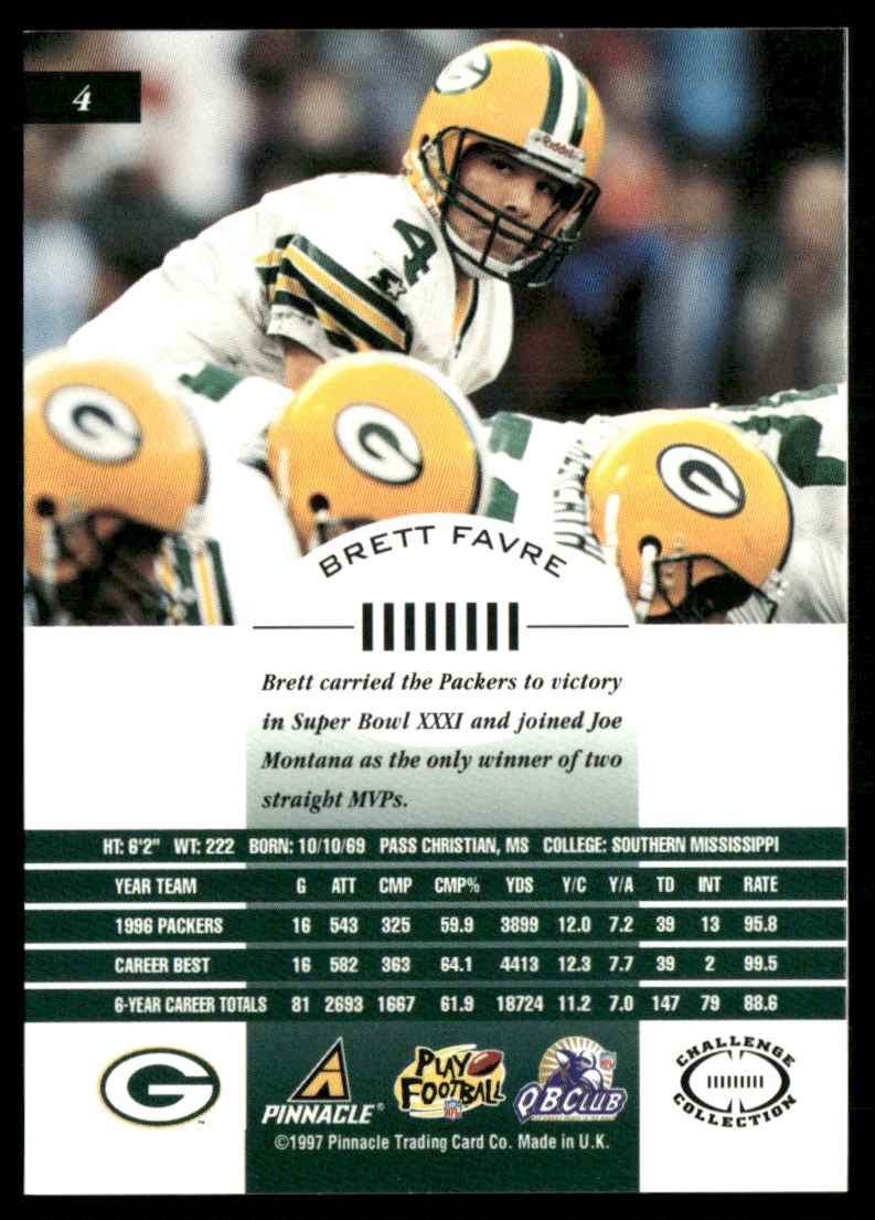 1997 Pinnacle Inscriptions Brett Favre #4 card back image