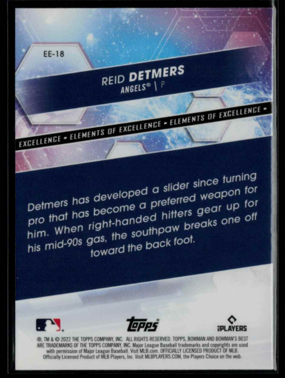 2022 Bowman's Best Elements of Excellence Reid Detmers #EE-18 card back image