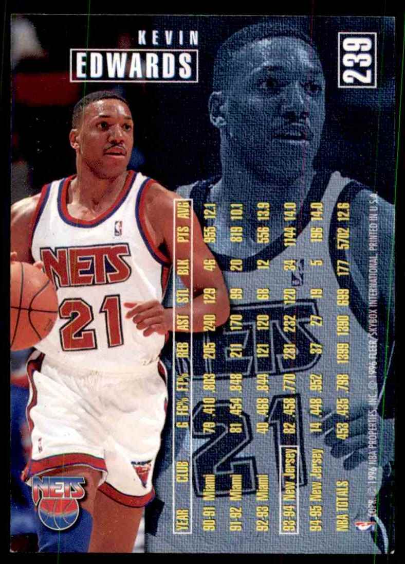 1995-96 Fleer Kevin Edwards #239 card back image
