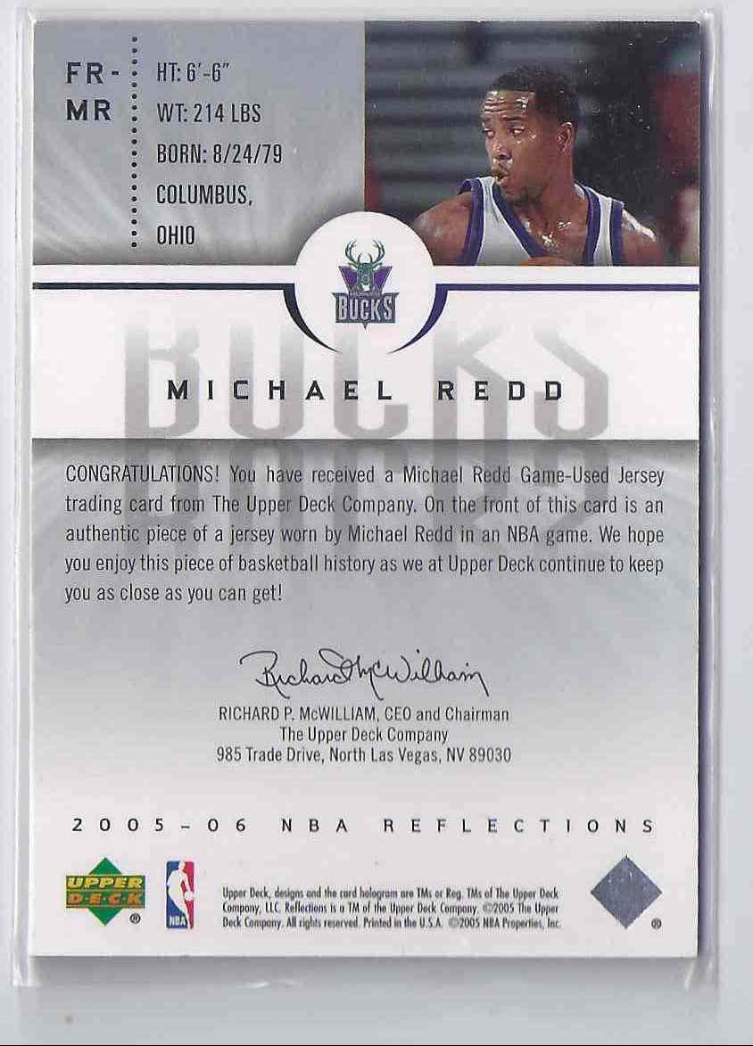 2005-06 Reflections Fabrics Michael Redd #MR card back image