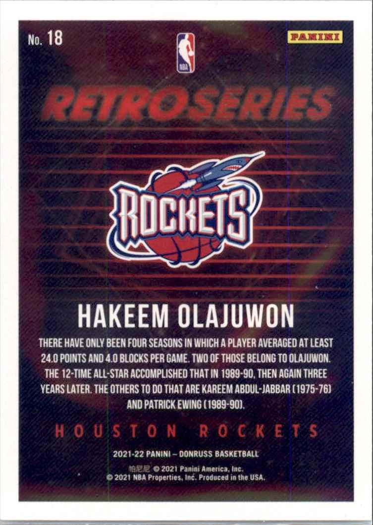 2021-22 Donruss Retro Series Hakeem Olajuwon #18 card back image