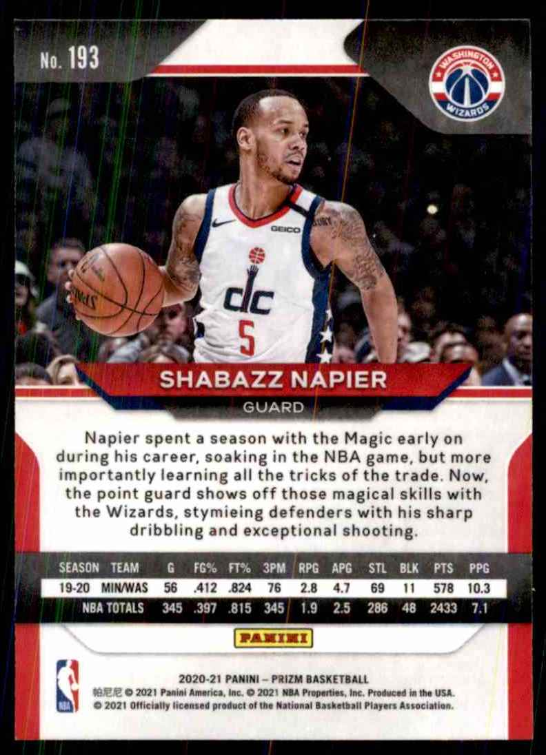 2020-21 Panini Prizm Shabazz Napier #193 card back image