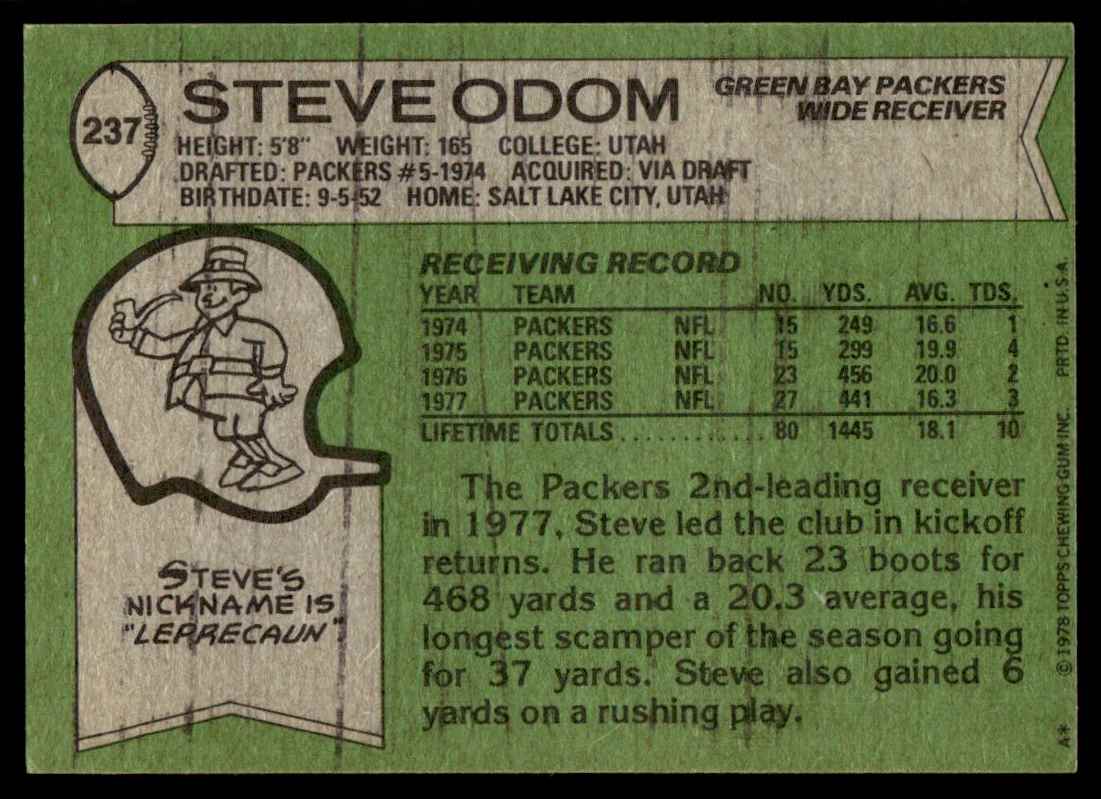 1978 Topps Steve Odom #237 card back image
