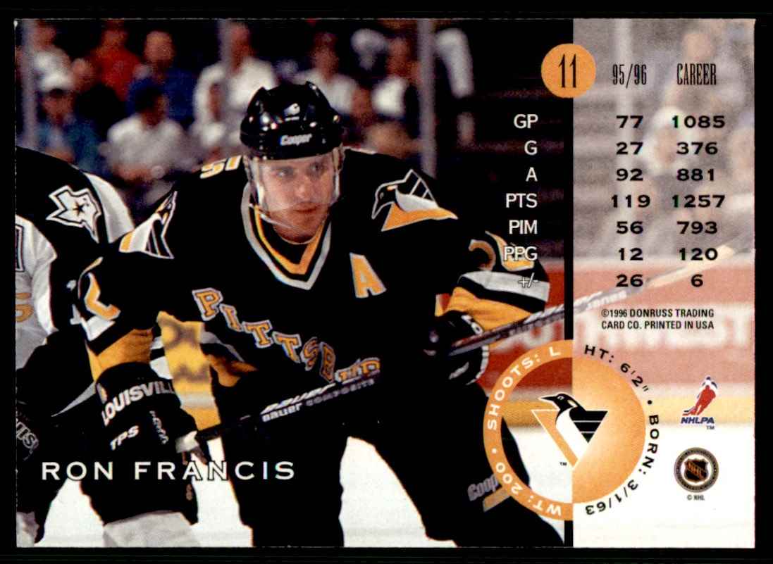 1996-97 Leaf Ron Francis #11 card back image