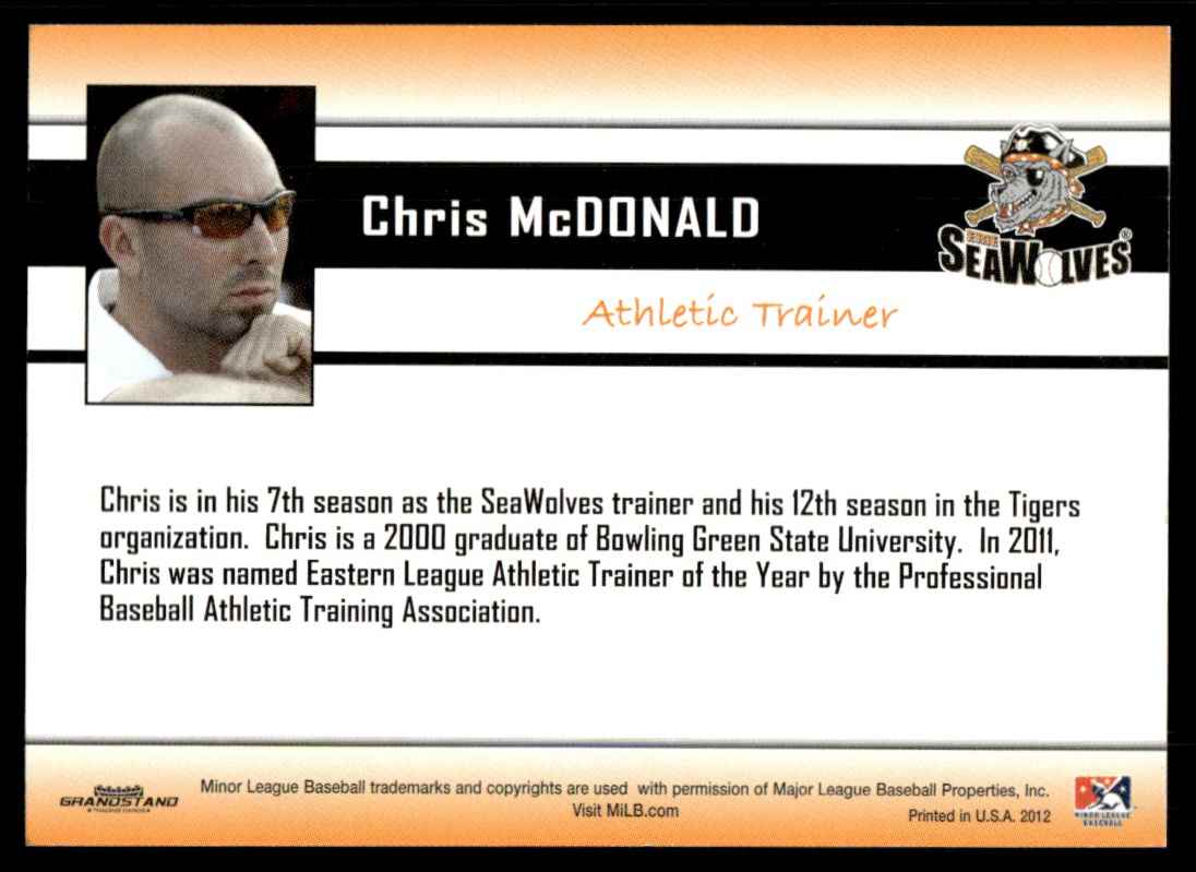 2012 MiLB Chris McDonald card back image