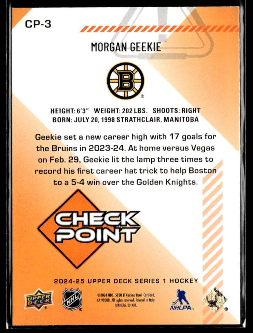 2024-25 Upper Deck Checkpoint Morgan Geekie #CP-3 card back image