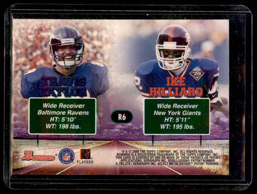 2000 Bowman Road To Success Travis Taylor , Ike Hilliard #R6 card back image
