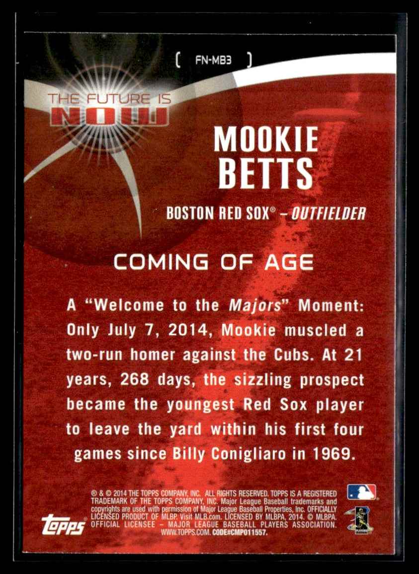 2014 Topps Update The Future is Now Mookie Betts #FN-MB3 card back image