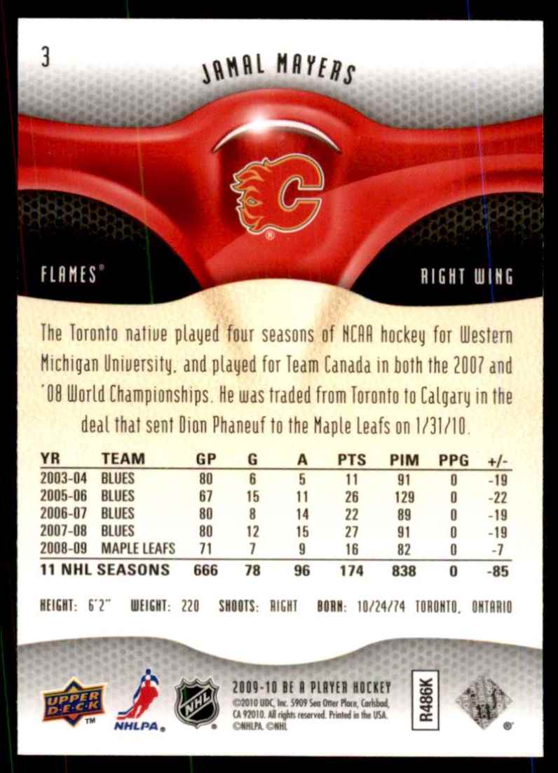 2009-10 Be A Player Jamal Mayers #3 card back image