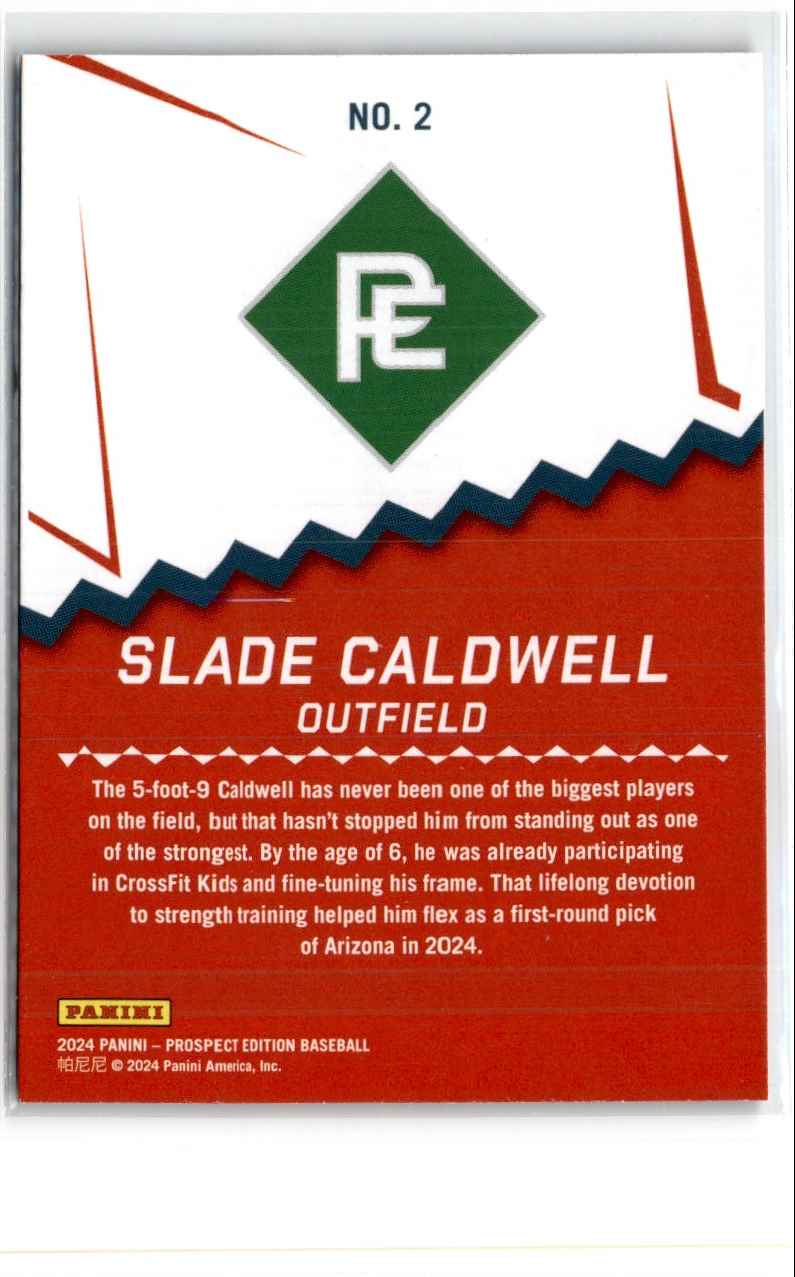 2024 PANINI PROSPECT EDITION PING SLADE CALDWELL #2 card back image