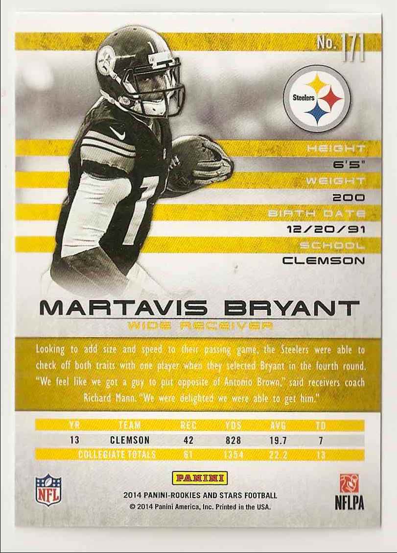 2014 Panini Rookies And Stars Martavis Bryant #171 card back image