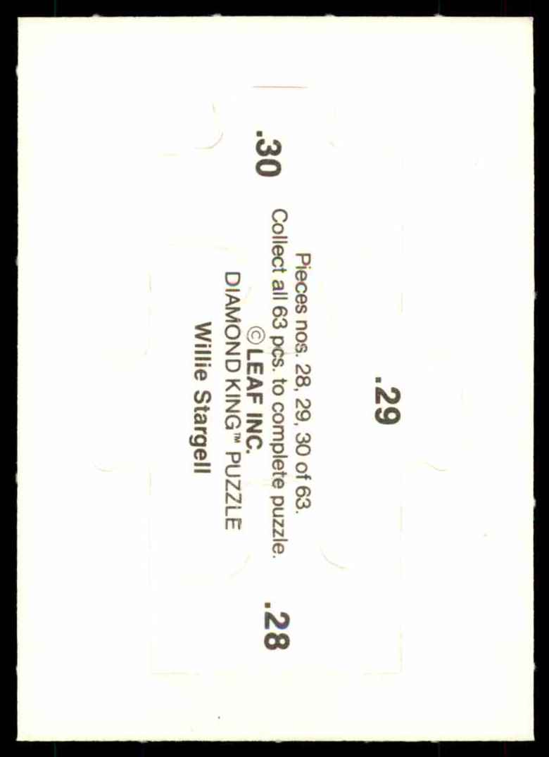 1991 Donruss Willie Stargell Puzzle Stargell Puzzle 28-30 #28 card back image