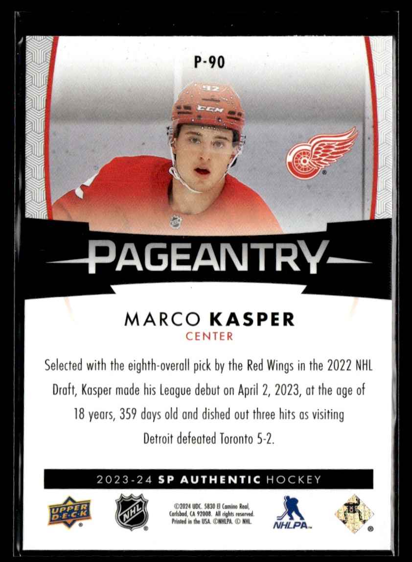 2023-24 SP Authentic Pageantry Marco Kasper #P-90 card back image