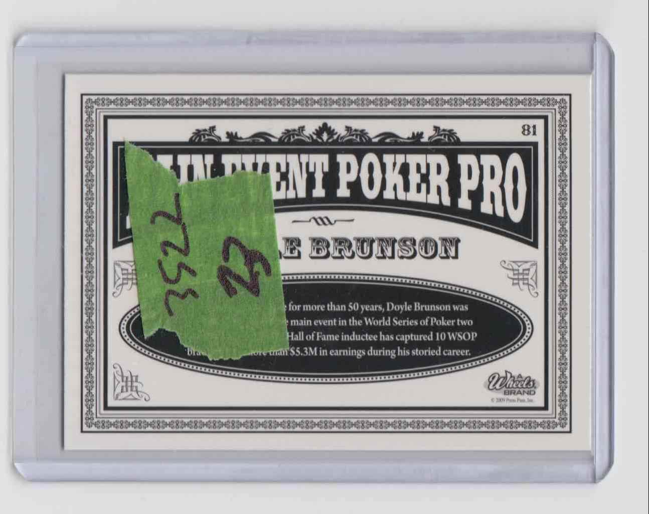 2009 Press Pass Wheels Main Event Base Doyle Brunson #81 card back image